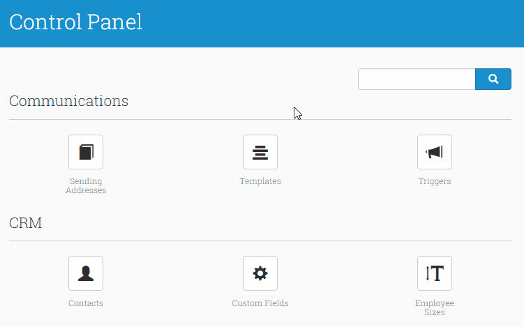 Control Panel search field