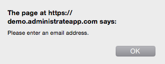 Email required validation message