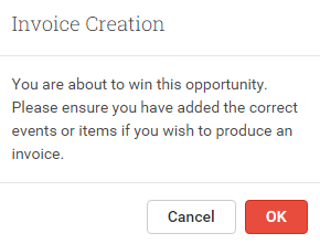 Invoice Creation Warning