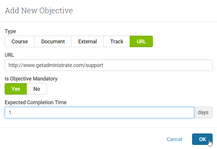 Add other websites for your students to view/complete as an Objective
