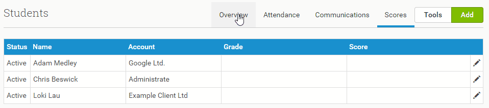 Switch information views without losing track of students