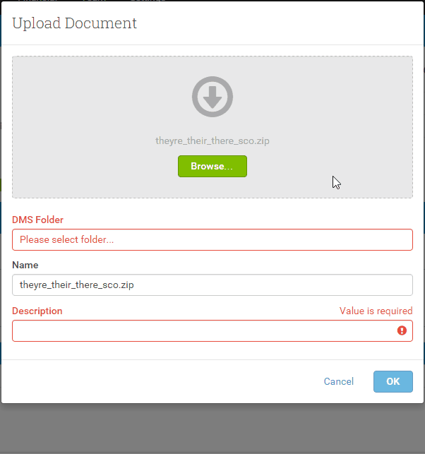 Adding files from your computer to the DMS and LMS Event