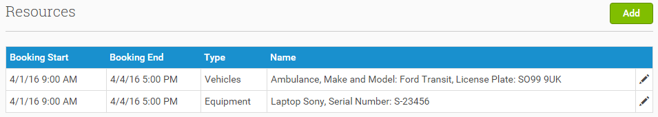 You can book your organisation's resources in the Resources section