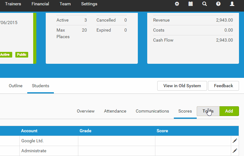 Edit the attendance of all the student for all the sessions at the same time
