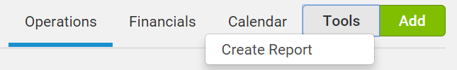 You can create Reports straight from the Events list screen with the Tools button