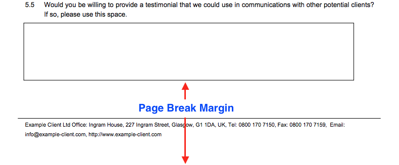 Evaluation Form Page Break Margin