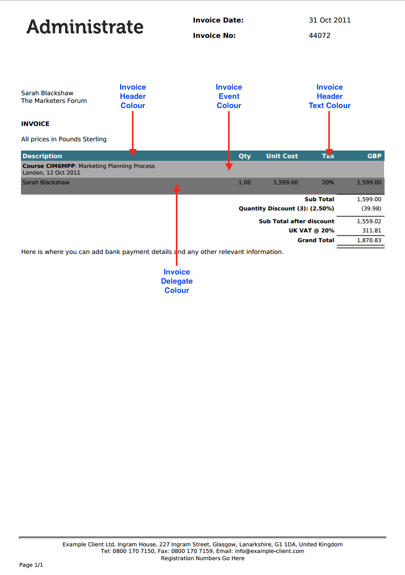 Annotated invoice