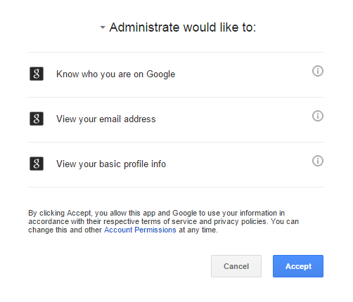 First time signing into Administrate through Google SSO
