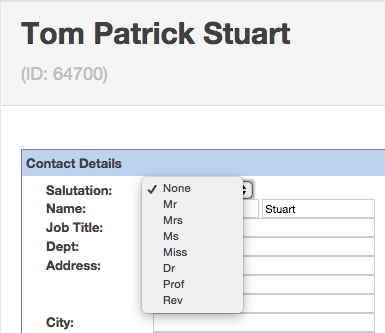 Salutation field on Contact record