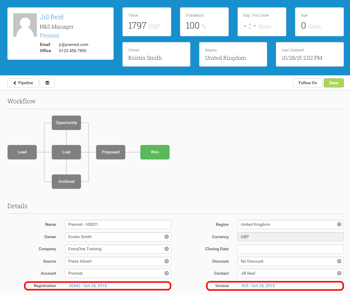 Automatic generation of Registration and Invoice