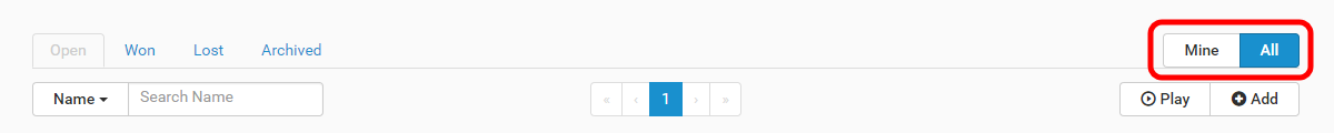 Sales representatives, or any other Administrate User, can view just their own Opportunities