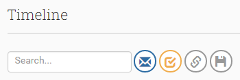Timeline Options (left to right): Search, Email, Tasks, Generated Items, Updates