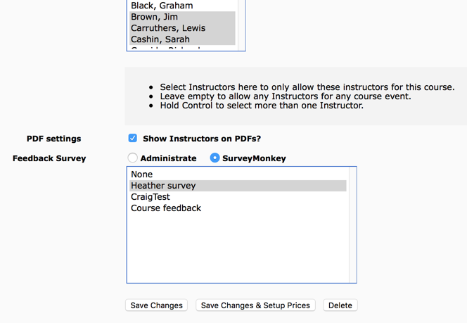 Select your SurveyMonkey Surveys in your Course Templates
