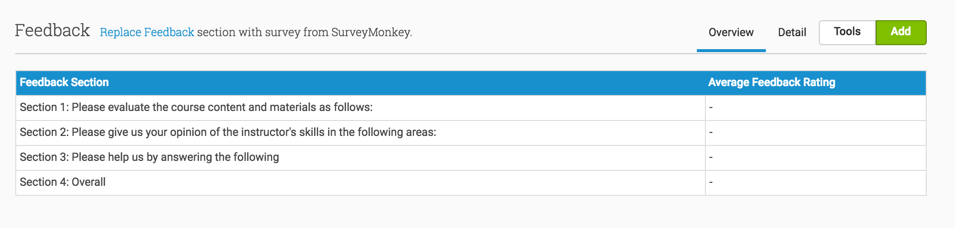 You can use any SurveyMonkey survey in the Event's Feedback section, using Replace Feedback