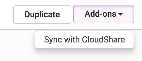 Sync with CloudShare button in Add-ons menu