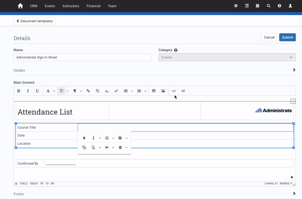 Merge field picker