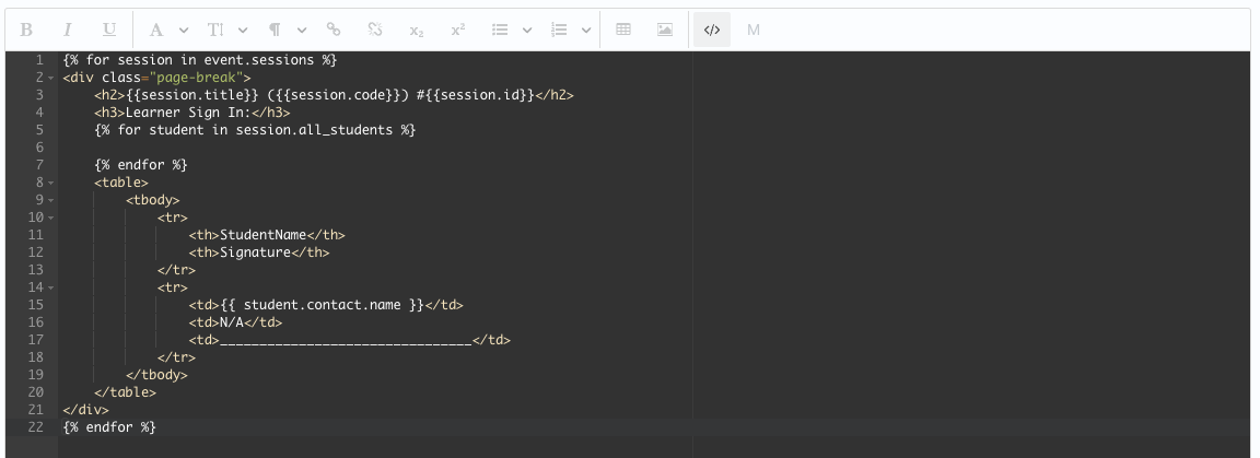 Code view editor