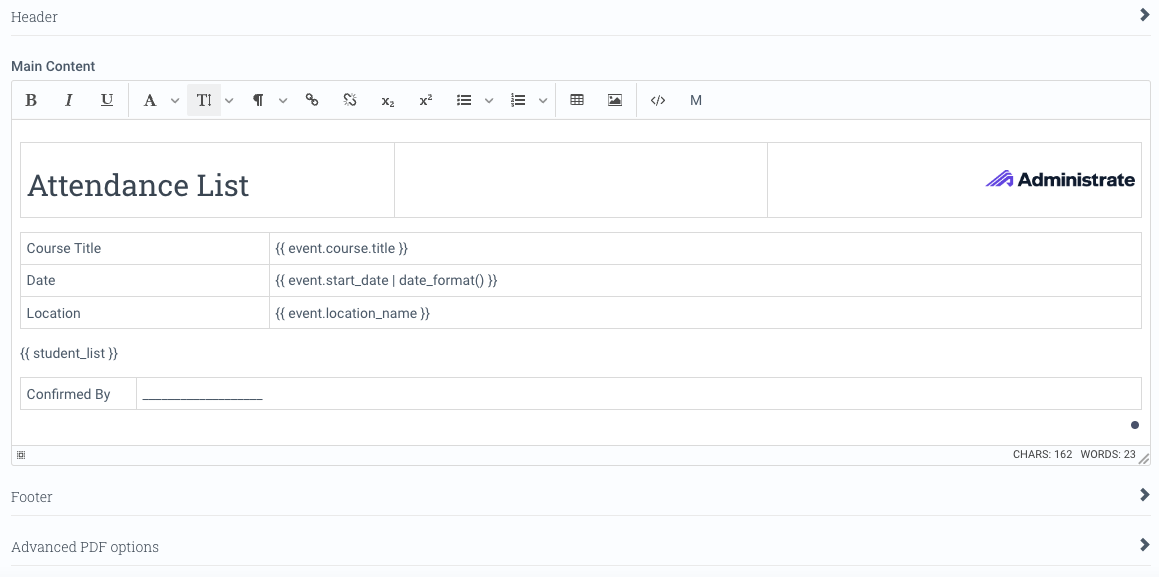 Template editor