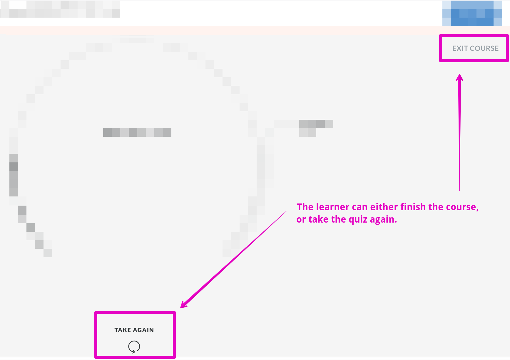 Exit course button example