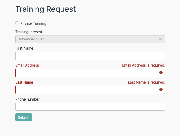 Training request form