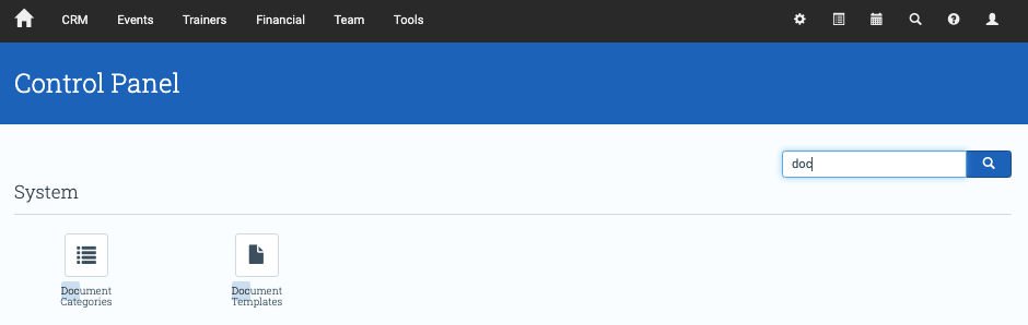 Document Templates screen