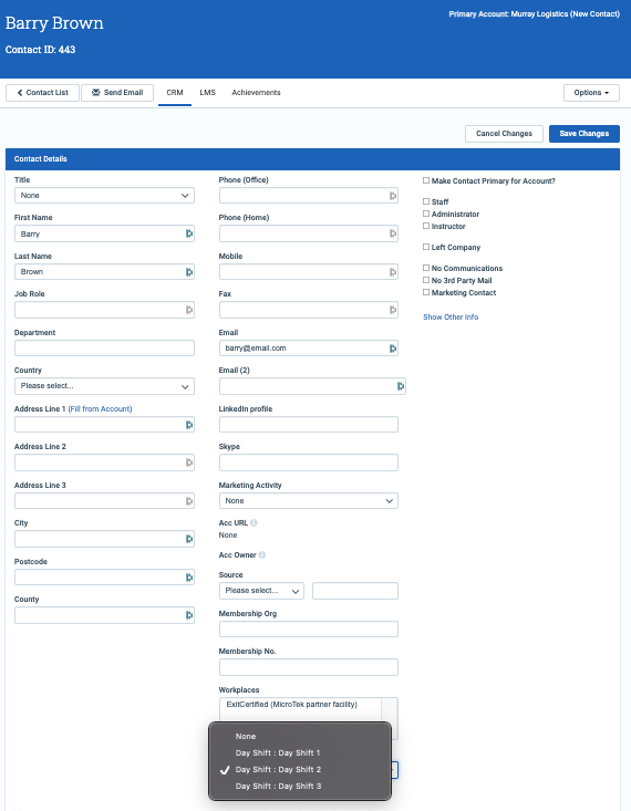 Assigning a Working Pattern Rotation to a Contact