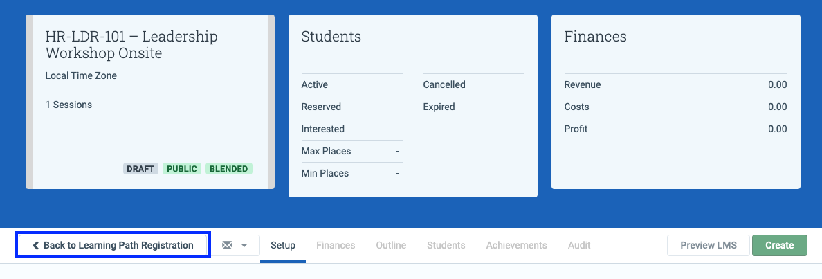 Return to learning path registration