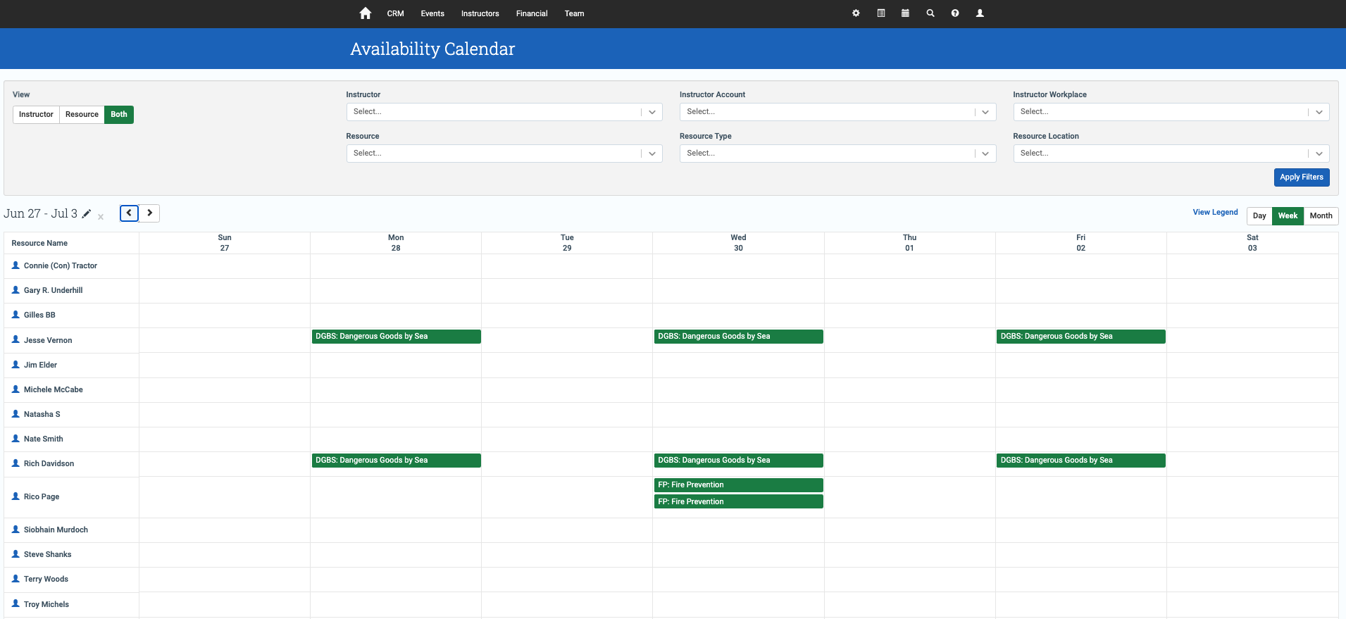 Week view example