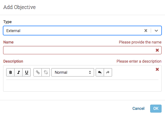 Add Objective button