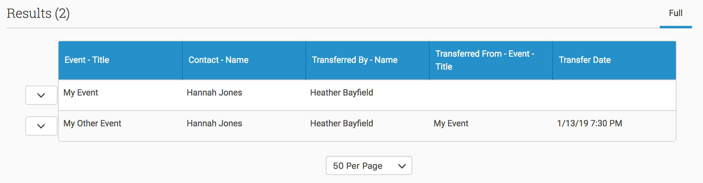 Reporting view for transferred students