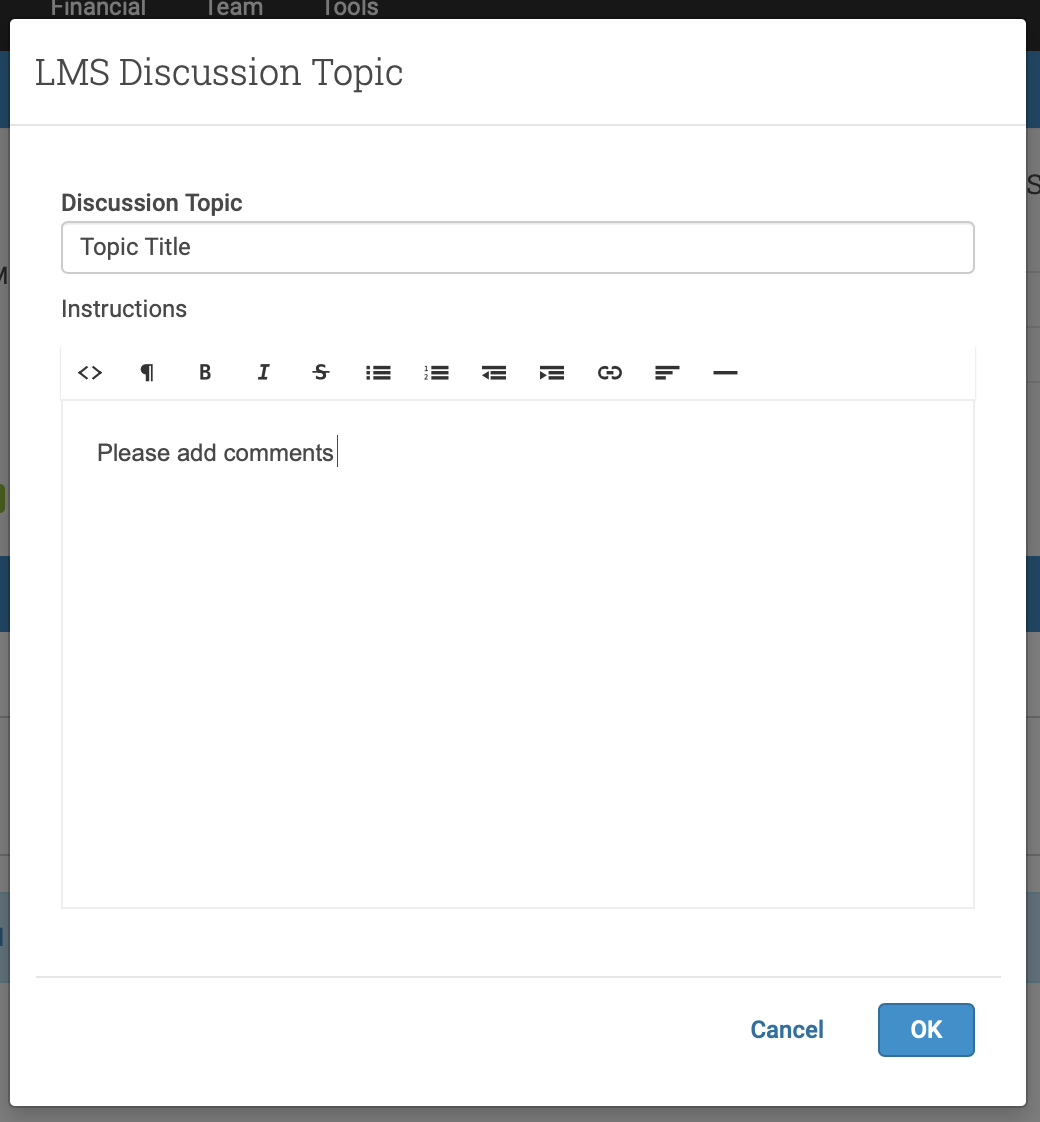 Set the discussion topic title