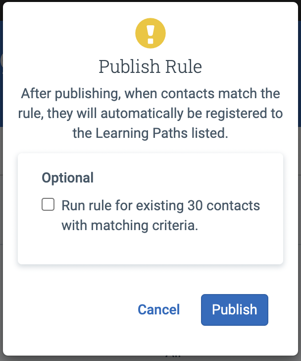 Publish Registration Rule